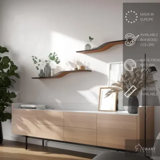Test EWART WOODS Étagère murale flottante 95 cm : jolie pièce en bois courbé, mais pas pour les bourrins