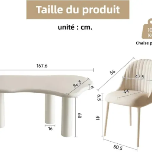 Test Miuuod Ensemble de salle à manger 5 pièces : une table nuage qui change un peu de l’ordinaire
