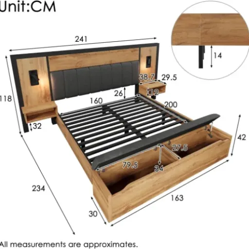 Test lit coffre 160x200 Sapgaks : un lit complet avec rangements et USB qui fait le job
