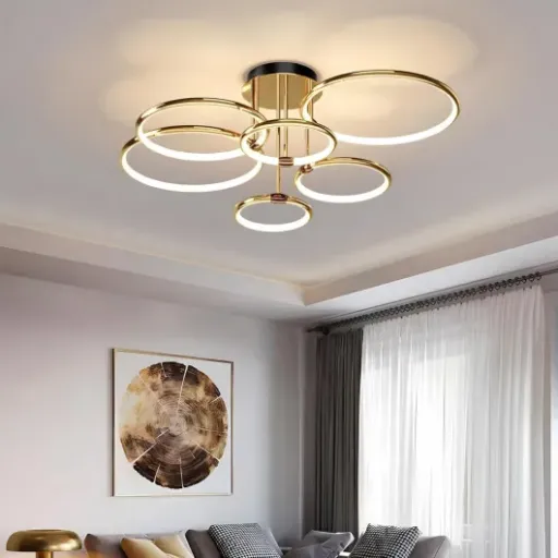Test plafonnier LED 6 anneaux WayLuoung Ø105 cm : grosse lumière, marque inconnue, mais ça fait le taf