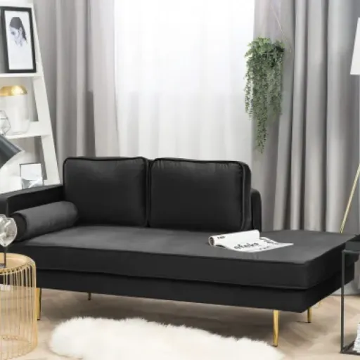 Test Chaise Longue Méridienne Beliani velours noir : belle pièce pour salon, pas parfaite mais agréable au quotidien