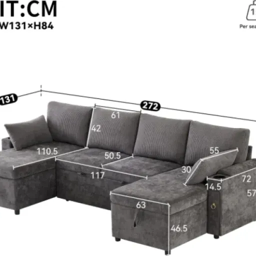 Test Yihomfy Canapé d’angle convertible 272 cm : un gros canapé modulable qui mise sur le rangement