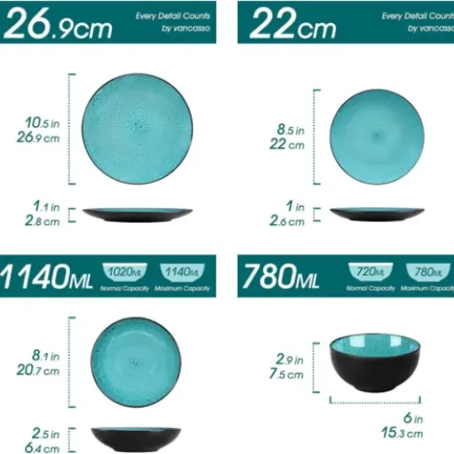 Test vancasso Service de Table 24 pièces vert : joli set en grès qui fait le job au quotidien