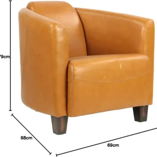 Test Fauteuil Club Georgio en Cuir - Tan : le petit fauteuil vintage qui fait le job dans un coin du salon