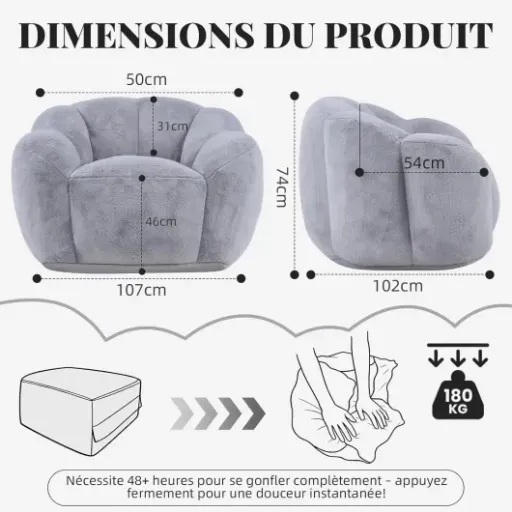Test Fiximaster Pouf pétale fourrure synthétique : le gros coussin qui remplace (presque) un fauteuil