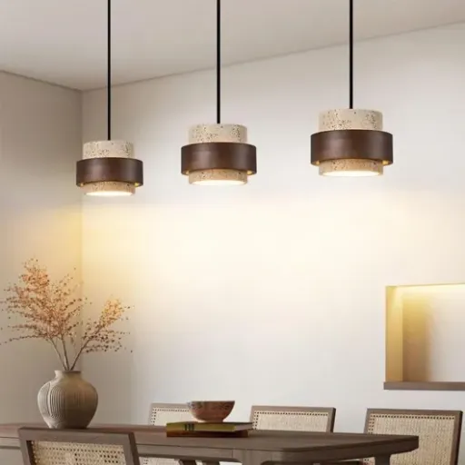 Test Lustre Suspendu Travertin TMKOO : une belle lampe en pierre qui pèse son poids