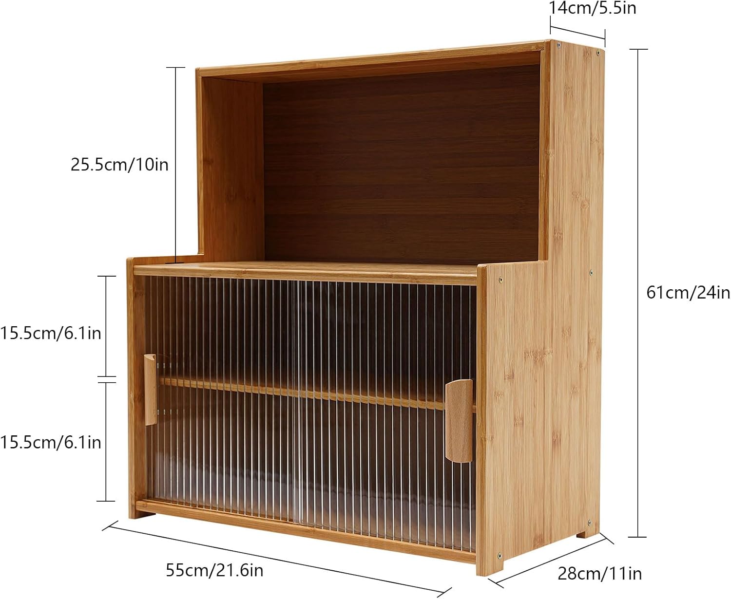 Petit buffet de cuisine en bambou pour plan de travail, armoire avec portes coulissantes, étagères réglables pour pots à épices et ustensiles de cuisine, tasses Bois