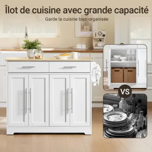 Test SoBuy FKW129-WN : un îlot de cuisine pratique qui fait le job sans chichi