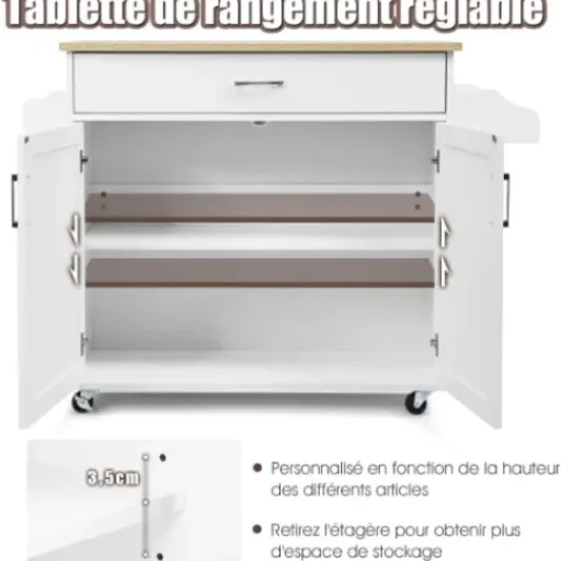 Test COSTWAY Dessert de Cuisine à roulettes : du rangement en plus sans casser la cuisine