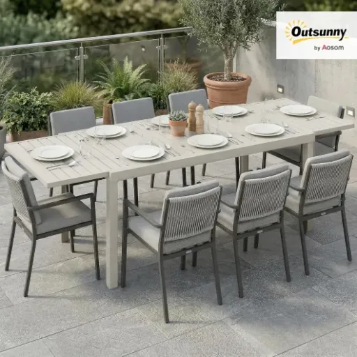 Test Outsunny Table de Jardin Extensible : la grande table alu qui fait le job sans prise de tête