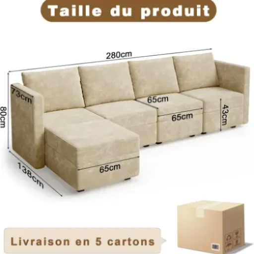 Test Devoko Canapé d’angle modulaire Convertible : le grand canapé modulable qui mise tout sur le rangement et la flexibilité