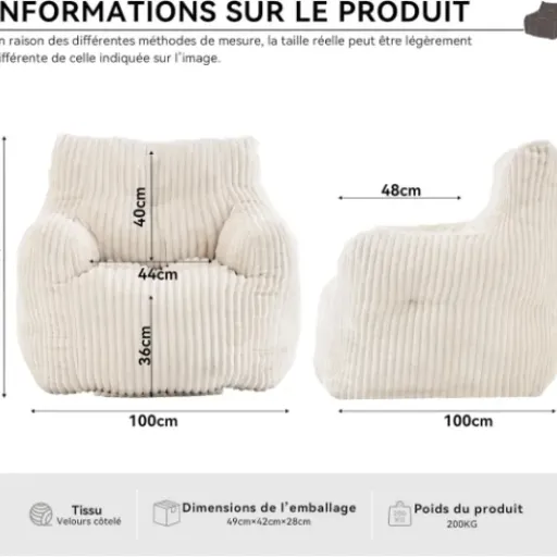 Test DEKKETO Pouf Salon & Chambre : le gros fauteuil-poire qui remplace (presque) un vrai fauteuil