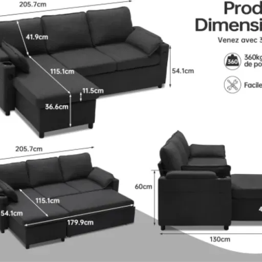Test DURASPACE Canapé d’angle convertible : un sofa-lit plein d’astuces, mais pas parfait