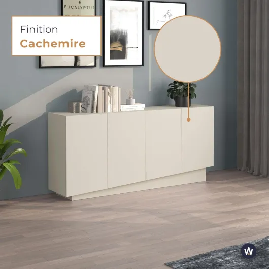 Buffet Vela pour Salon avec 4 Portes et 4 Compartiments, bahut pour Cuisine et Salle à Manger, 160 x 35 x 75,4 cm, Couleur Cachemire Cachemire 160x35x75,4 cm