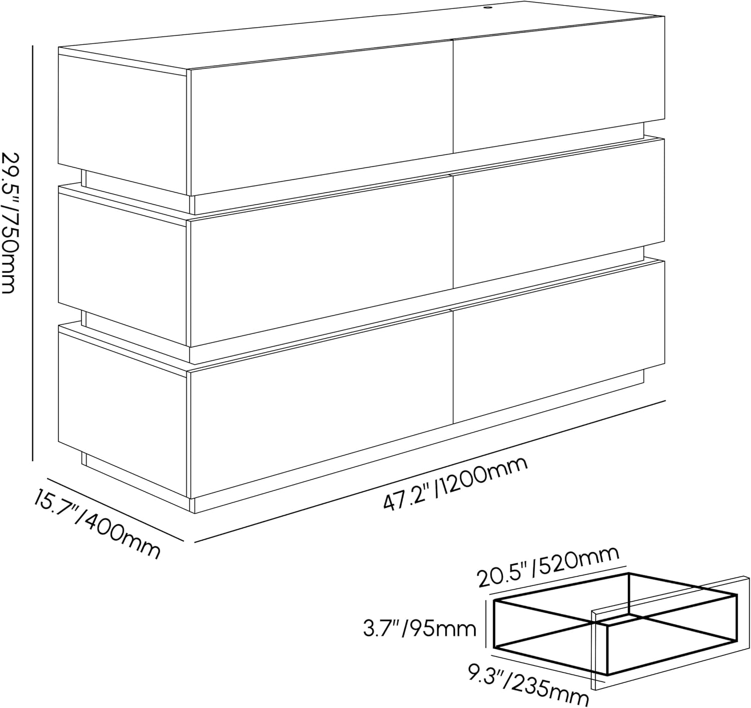 Commode Chambre Adulte, 120cm Blanc, Meuble Rangement avec 6 Tiroirs et LED, Meuble de Rangement Chambre avec Station de Charge