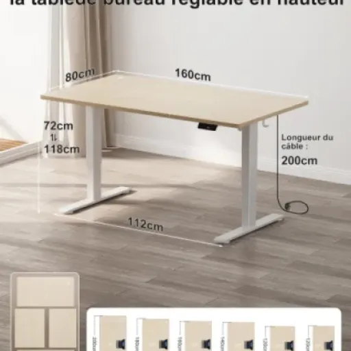 Test Homall Bureau Assis Debout 160x80 : le grand bureau électrique qui fait le job sans ruiner ton salon