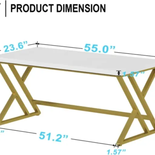 Test LVB Bureau d'ordinateur 140 cm : joli bureau blanc et or, mais plateau trompeur