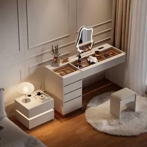 Test Homary Coiffeuse 6 tiroirs : une vraie station de maquillage avec prises et miroir LED