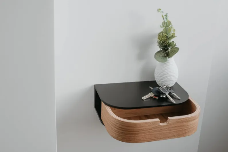 Étagère Flottante avec tiroirs - Étagère Murale Suspendue en Bois - Petits tiroirs muraux Suspendus - Étagère Murale Flottante avec tiroirs Etagère avec 1 tiroir Noir / Chêne