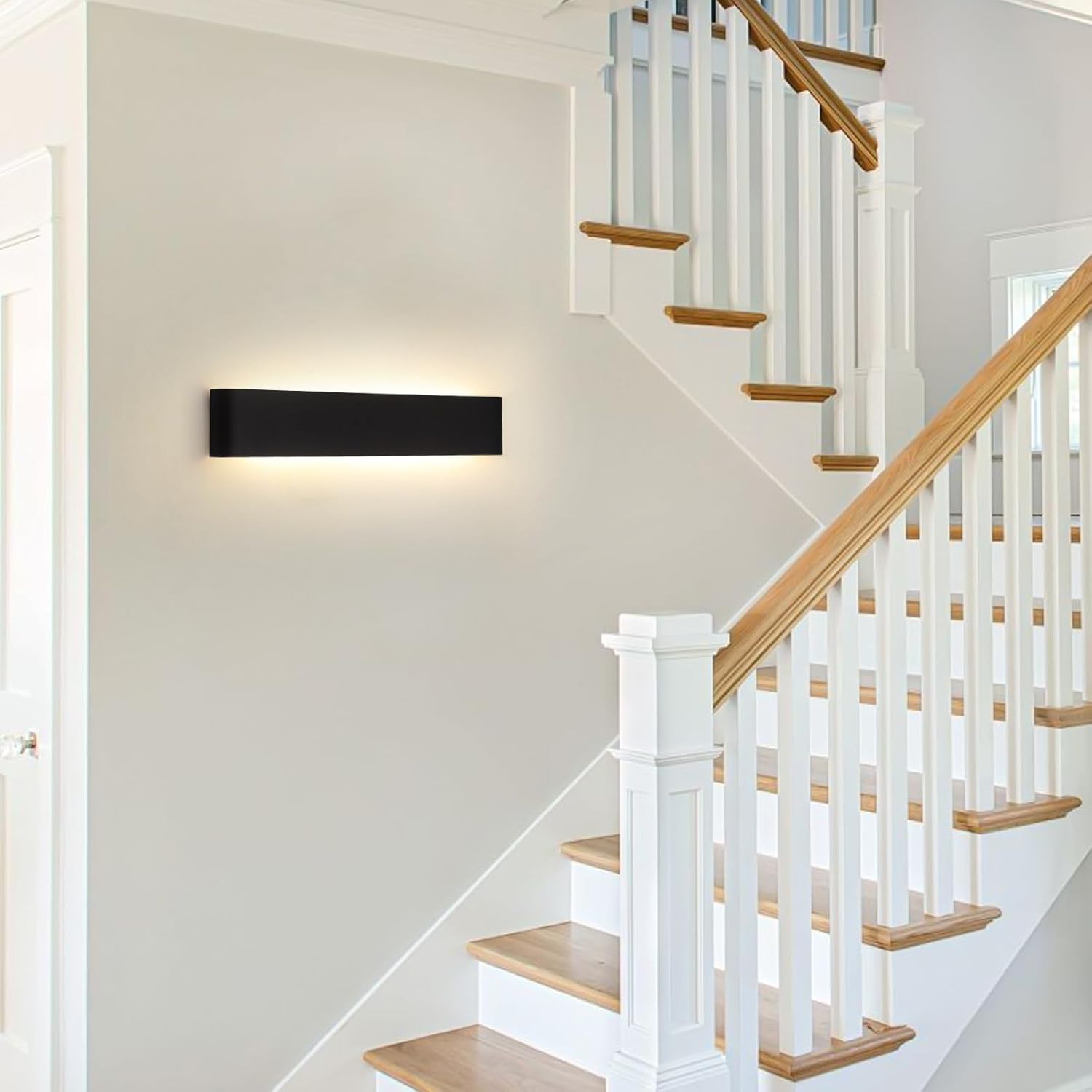YCZM Applique Murale Interieur 18W,3000K/4000K/6500K Température De Couleur Sélectionnable Appliques Murale Intérieure,Applique LED Murale 4 Pièces 28CM Noir IP44 pour Bureau Salon Escalier Couloir 4 Pcs Noir-6500k4000k3000k Facultatif 28CM