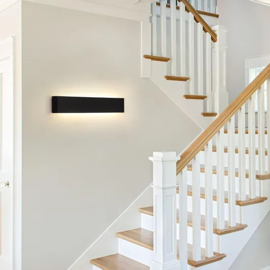 YCZM Applique Murale Interieur 18W,3000K/4000K/6500K Température De Couleur Sélectionnable Appliques Murale Intérieure,Applique LED Murale 4 Pièces 28CM Noir IP44 pour Bureau Salon Escalier Couloir 4 Pcs Noir-6500k4000k3000k Facultatif 28CM