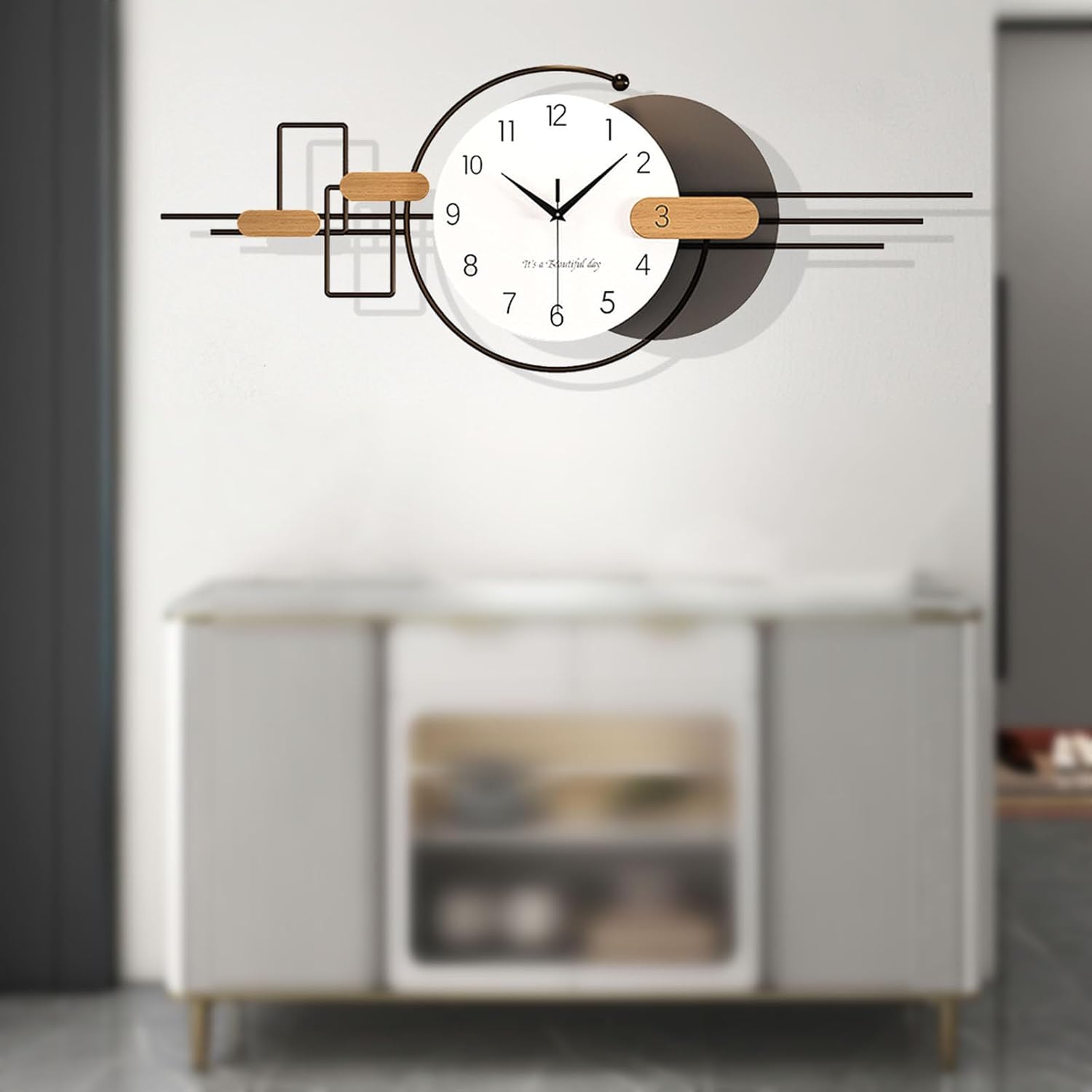 Grande Horloge Murale Moderne Silencieuse, Minimaliste Créative de Style Horloge Murale XXL, Horloge de Murale Geante sans Bruit de Tic-Tac pour Salon Chambre Bureau (32 * 102 cm)