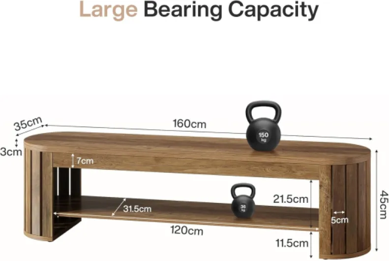 Banc de Rangement en Bois de 160 cm avec 2 Niveaux – Banc d’Entrée, Banc de Lit, Banc à Chaussures à Poteaux Verticaux – pour Couloir, Salle à Manger, Salon, Ferme – Rustique, Stable