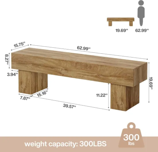 Banc d'entrée de 160 cm, Banc rustique de style ferme, Banc à chaussures en bois pour couloir, salon, bout de lit, brun clair'