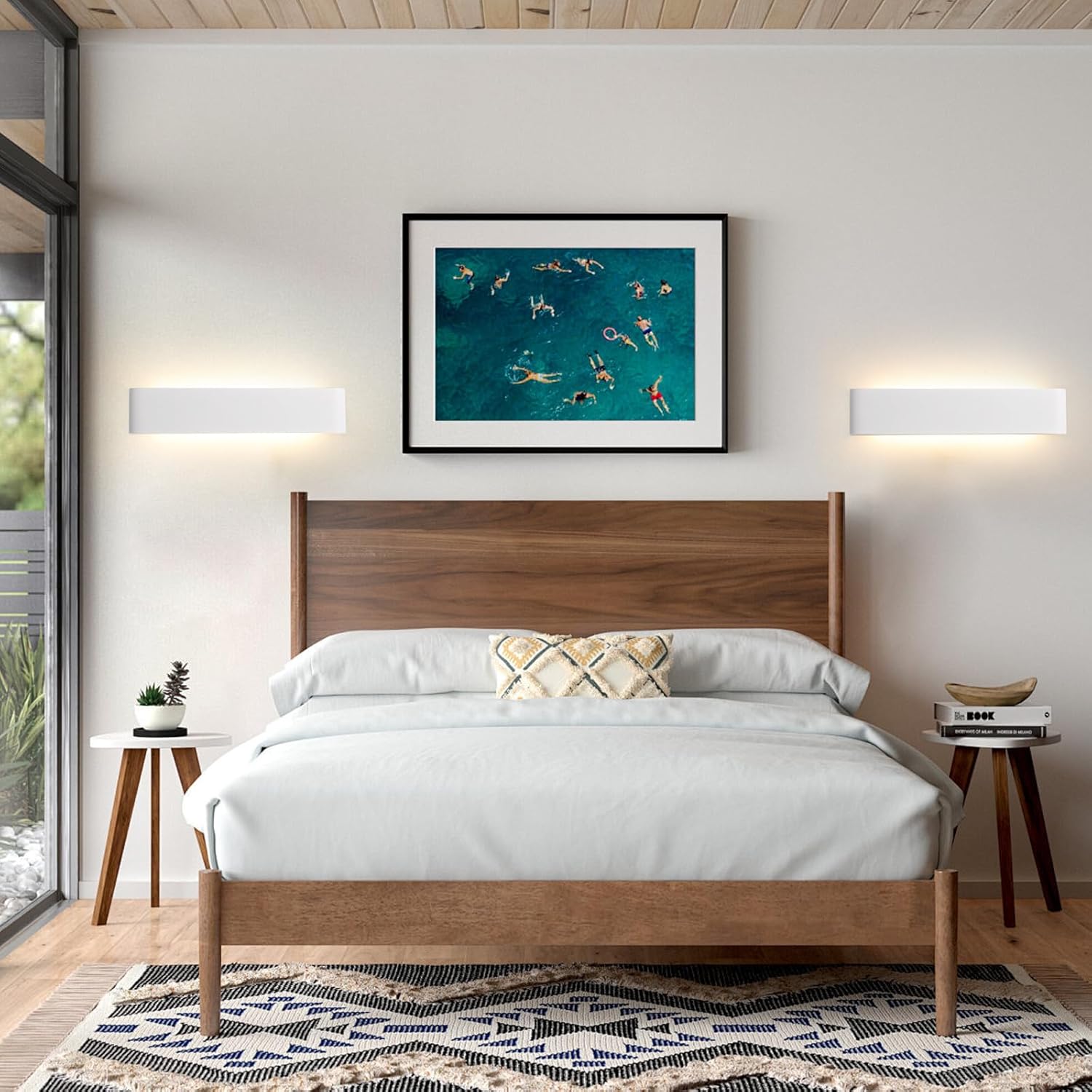 YCZM Applique Murale Interieur 24W,3000K/4000K/6500K Température De Couleur Sélectionnable Appliques Murale Intérieure,Applique LED Murale 4 Pièces 38CM Blanc IP44 pour Bureau Salon Escalier Couloir