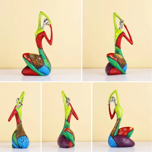 Suruim Figurines Abstraites Colorées pour Femmes - Sculptures de Décoration d'Intérieur pour Étagères, Pose de Yoga, Statue d'art Moderne - Salon, Tables, Décoration Zen (C)