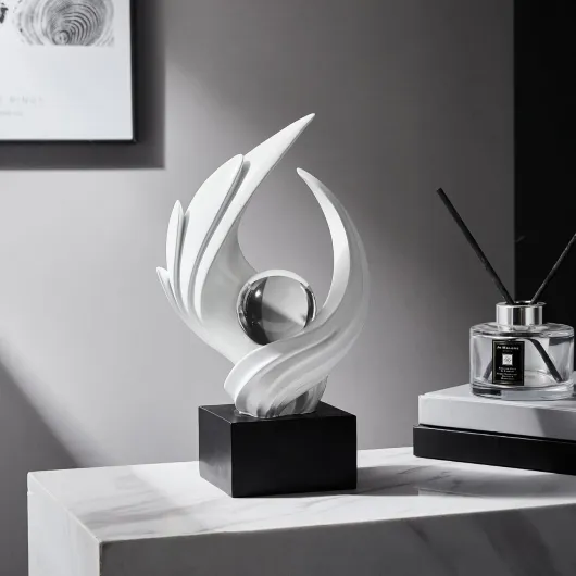 Décoration blanche moderne tourbillons statue décoration pour salon, statue minimaliste décoration d'étagère accents d'art abstrait sculpture décor pour bureau, table basse, buffet Blanc.