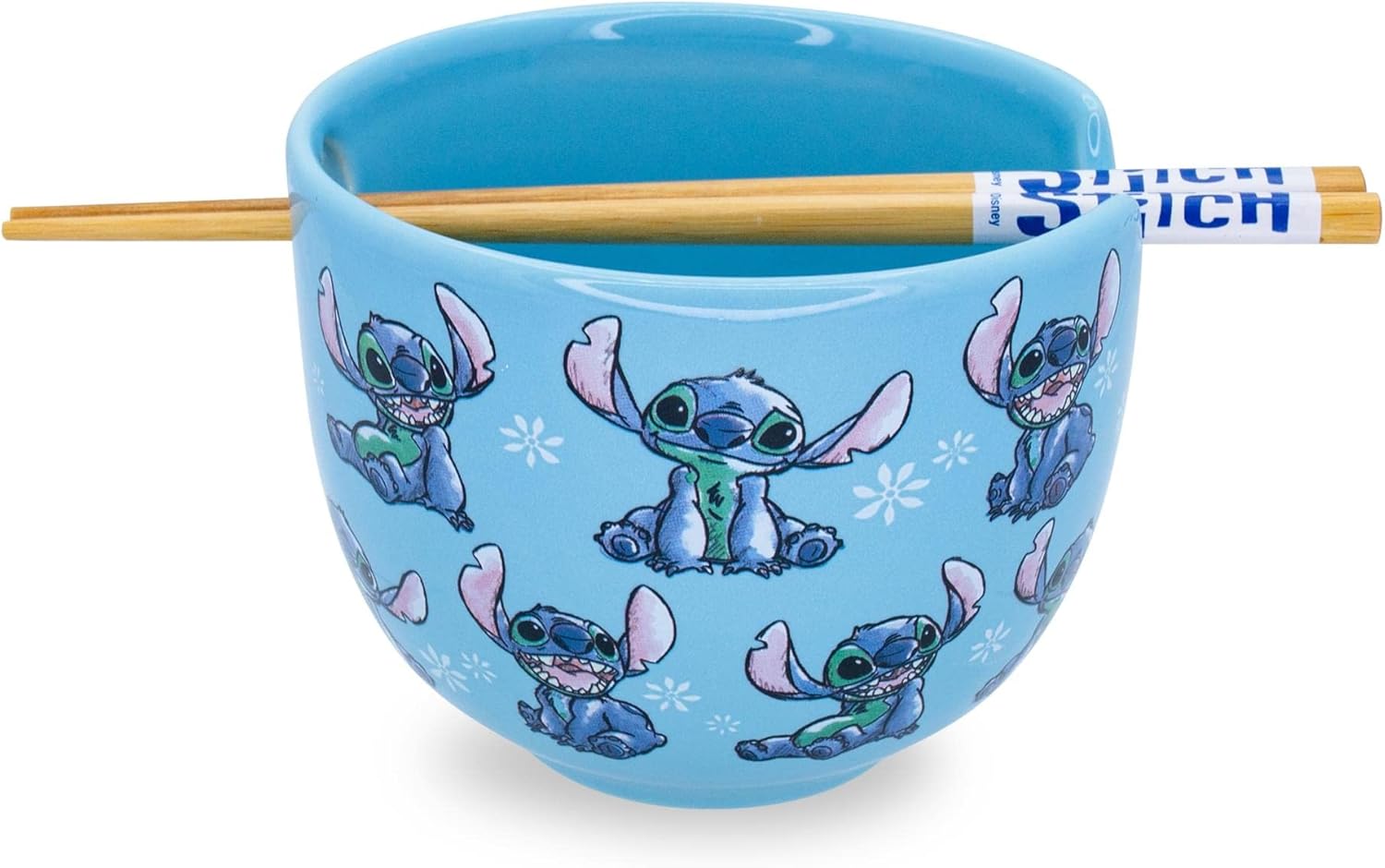Disney Lilo & Stitch Service de table japonais en céramique - Comprend un bol à nouilles ramen de 590 ml et des baguettes en bois Lilo et Stitch