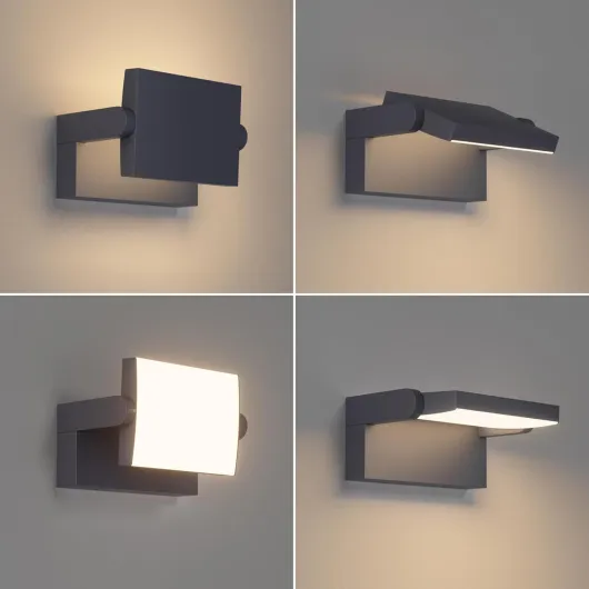 2 Pcs 24W Applique Murale LED Extérieure Intérieur Rotatif, Lumière Mural Imperméable IP65 Moderne, Lampe Murale pour Jardin Entrée Terrasse, Anthracite, 1500LM, Blanc Chaud 3000K Anthracite 3000 K - 2 Pièces