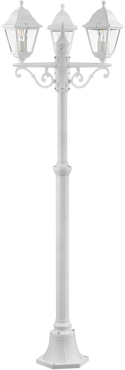 Brillant - Lampadaire d'extérieur Nissie 3-flammes blanc - 3x A60, E27, 60W, adapté aux lampes normales (non incluses)