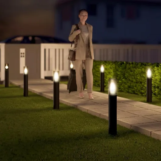 SSC-LUXon VARDA - Lampadaire d'extérieur (4 unités, culot E27, hauteur 50 cm), couleur noir Standard - 4 Pièces