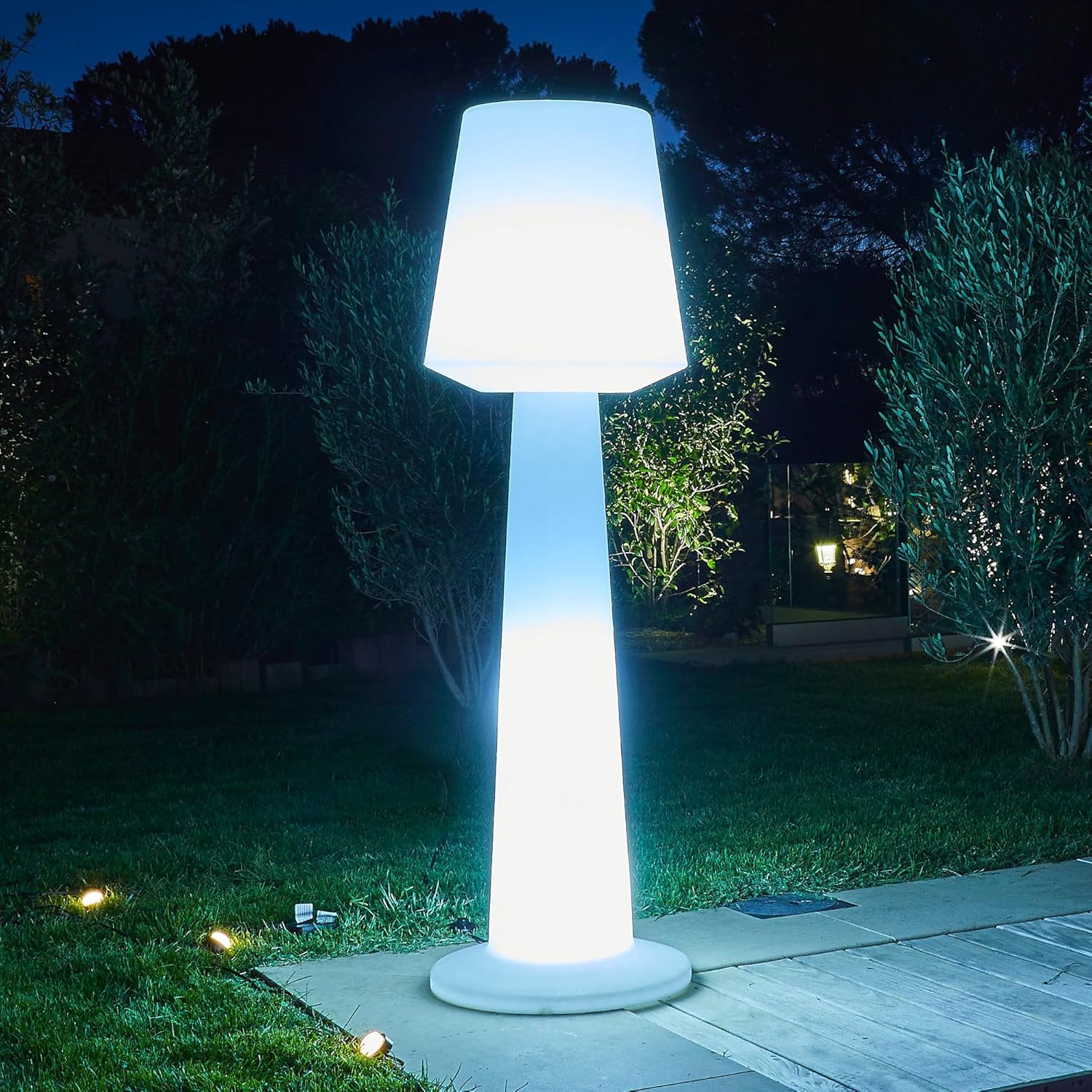 Lampadaire design lumineux filaire pour extérieur éclairage puissant LED blanc AUSTRAL H170cm culot E27