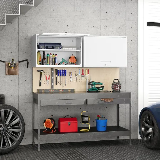 Armoire de Cuisine Suspendue Moderne avec Porte abattante en Blanc Armoire de Cuisine spacieuse avec Beaucoup d'espace de Rangement - 55x 80 x 40cm (H x B x T) Blanc 55x 80 x 40cm
