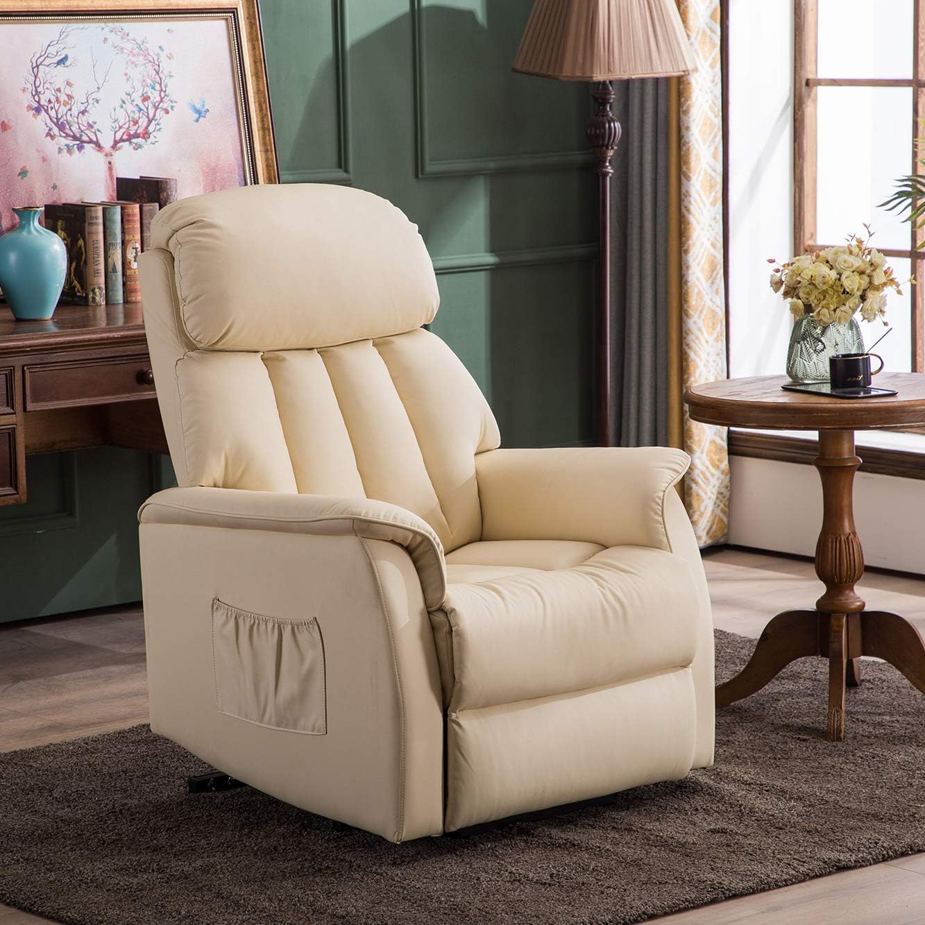 MCombo Fauteuil de Relaxation électrique réglable 7299 Blanc Crème