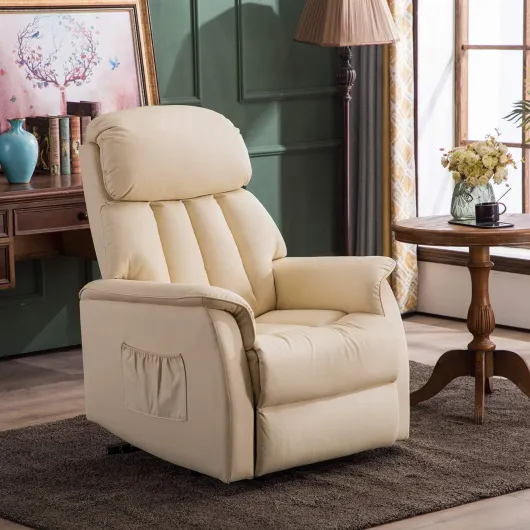 MCombo Fauteuil de Relaxation électrique réglable 7299 Blanc Crème