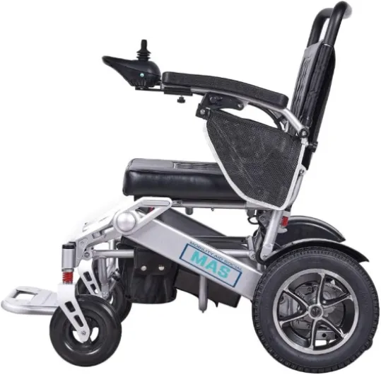Fauteuil roulant electrique pliable, Fauteuil roulant electrique tout terrain, Marque européenne MAS Mobility, Fauteuil roulant electrique pliable ultra leger, Autonomie 35 km, Pliage automatique 20AH 35 KM