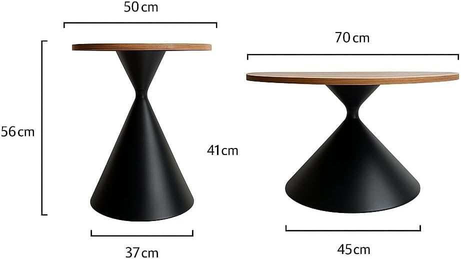 Table Basse Salon Ronde gigogne – Set de 2 – Design Moderne – Table d’appoint ou Bout de canapé – Modèle Aurea (Noir)
