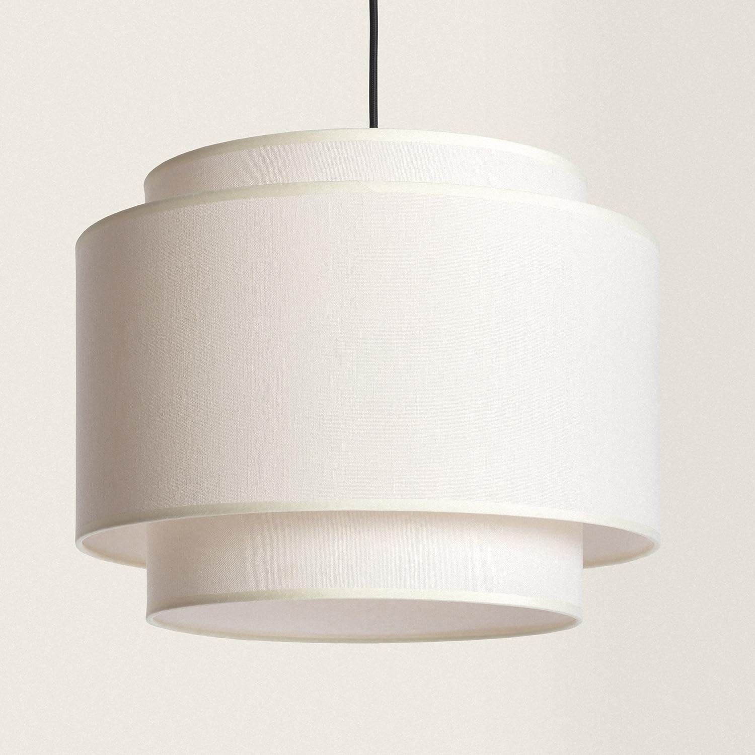 Suspension Métal et Tissu Arija - Design Vintage et Élégant - Compatible Ampoules LED E27 - Pour Intérieur IP20 - Utilisation Polyvalente, Beige, Métal
