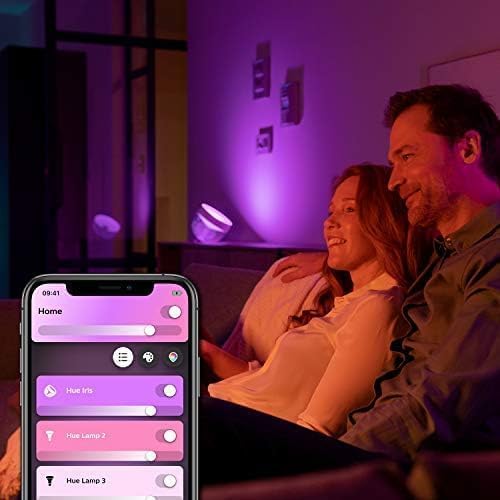 Iris, White & Color Ambiance, Lampe à poser blanche, Lampe connectée Philips avec Bluetooth, compatible avec Alexa, Google Assistant et Apple Homekit White And Color Iris blanche Unique