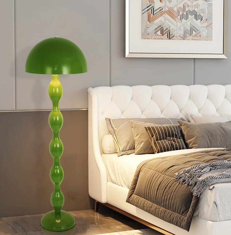 Lampe de plancher verte pour le salon,Lumière de plancher de style crème moderne 63" Lampe de plancher de champignon unique de 3 couleurs,Lumière debout haute pour la chambre à coucher, bureau, coin