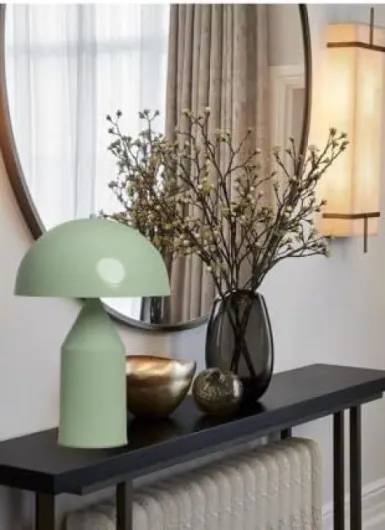 Amyum Lampe de Chevet à Champignon en Métal, Lampe de Bureau avec Câble, Abat-Jour de 30 cm pour Chambre d'Enfant et Adulte, Lustre Salon Rétro Mushroom Menthe Verte Vert Menthe 30cm