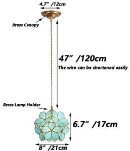 Suspension de plafond en vitrail style Tiffany Pétales, avec abat-jour de 8 pouces de large (Bleu ciel, Cerisier en fleurs de 8 pouces) Bleu Ciel Cerisier en fleurs de 8 pouces
