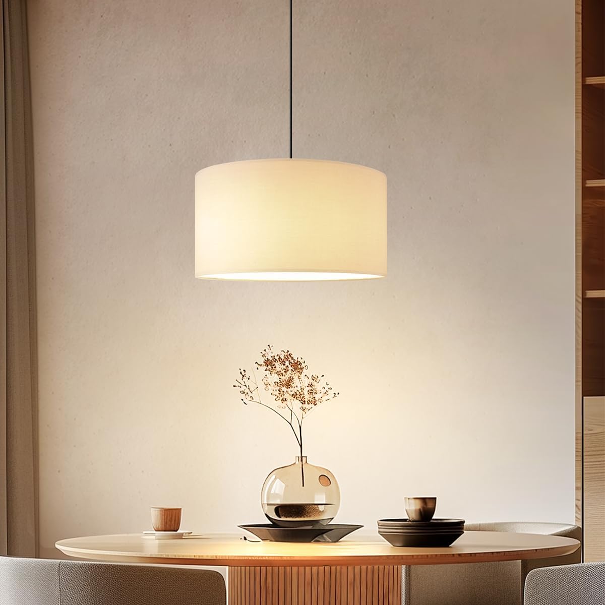 Home Sweet Home Abat-jour en tissu - D.50 x H.25 cm - Blanc - E27 - pour lampadaire & suspension Blanc 50 cm diamètre 25 cm hauteur