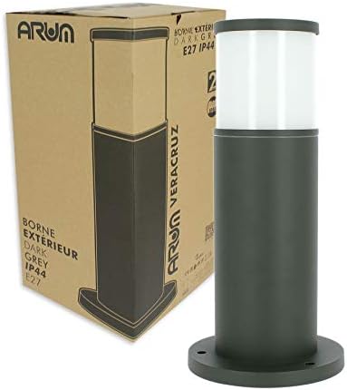 LIGHTING - Lot de 6 Bornes Extérieures VERACRUZ Gris Anthracite (H 35cm), Luminaire de Jardin en Fonte d'Aluminium, Culot E27 Large, Étanche IP44, Design Moderne (Sans Ampoule) Ampoule E27 Veracruz IP44 x6