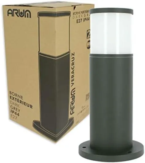 LIGHTING - Lot de 6 Bornes Extérieures VERACRUZ Gris Anthracite (H 35cm), Luminaire de Jardin en Fonte d'Aluminium, Culot E27 Large, Étanche IP44, Design Moderne (Sans Ampoule) Ampoule E27 Veracruz IP44 x6