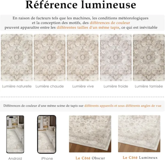 Vintage Tapis Salon 200x300cm Beige Chambre AntidéRapant Lavable en Machine Doux Grand Carpet Salle a Manger Descente de Lit Chambre Adulte Poil Ras Rug Vintage Beige 200 x 300 cm (Rectangulaire)